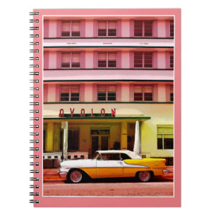 Oldtimer im Art Deco District, Miami, Florida Notizblock