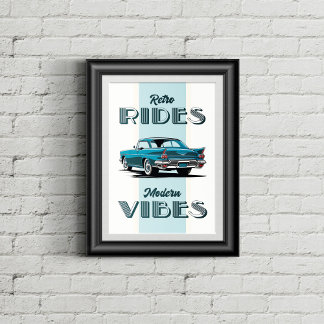 Oldtimer in Retro-Farben. Poster