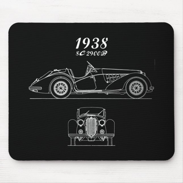 Oldtimer Italienisch Alfa Romeo 8C 2900 Mousepad (Vorne)