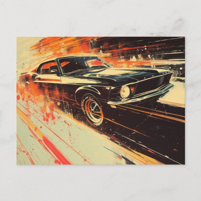 Oldtimer-Malerei  Postkarte (Vorderseite)