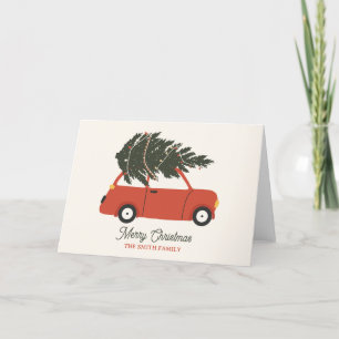 Oldtimer mit Weihnachtsbaum Feiertagskarte