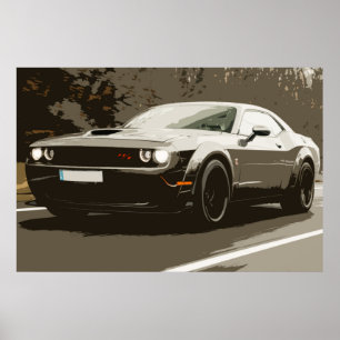 Oldtimer Muskar Dodge Challenger Auto Poster