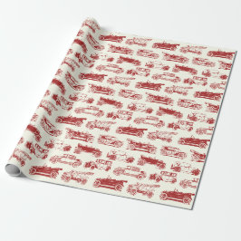 Oldtimer Red Vintage Car Muster Geschenkpapier