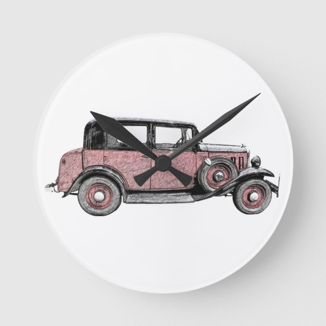 Oldtimer Runde Wanduhr (Vorderseite)