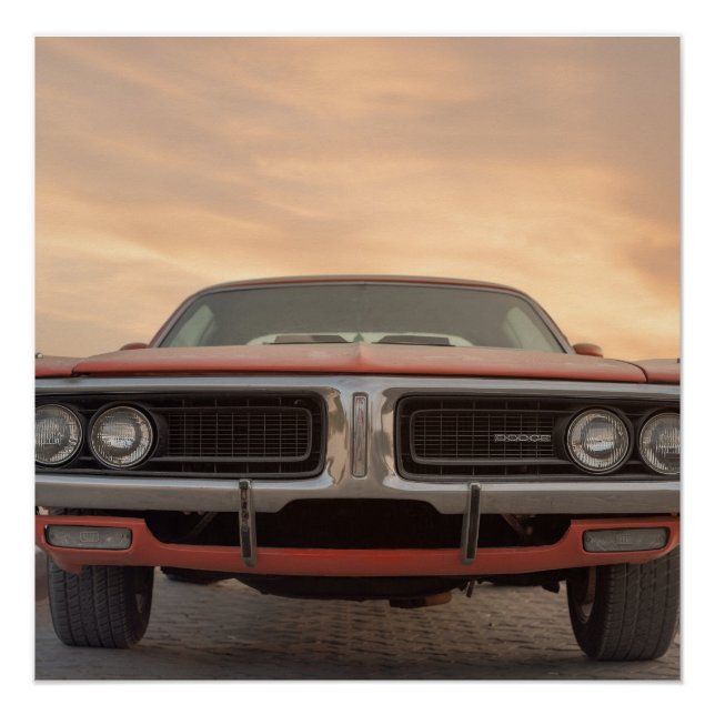 Oldtimer-Sonnenuntergangsansicht Poster (Vorderseite)