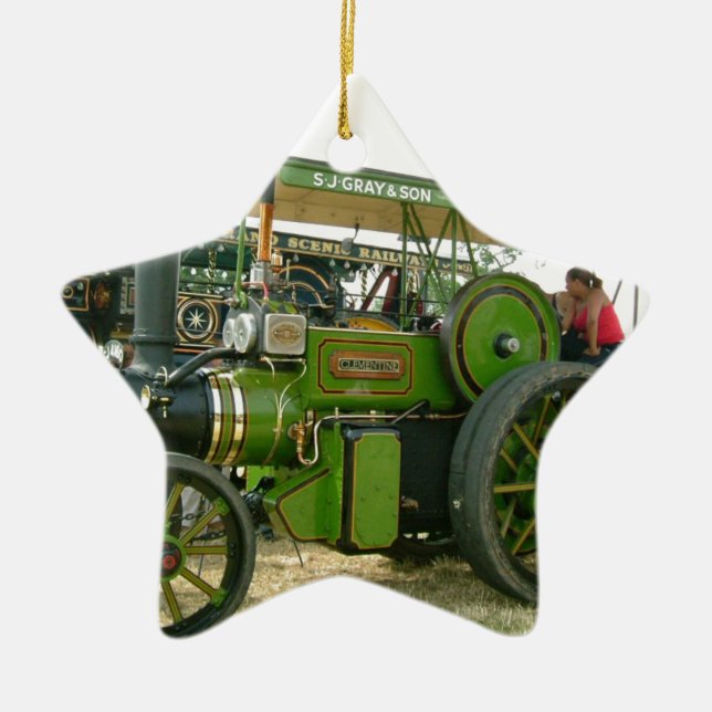 Oldtimer-Traktor Keramik Ornament (Vorne)
