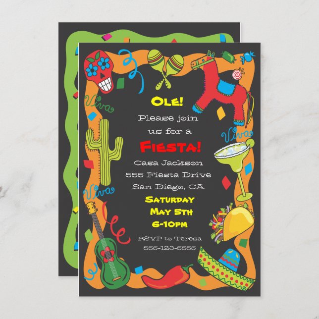 Ole ! Invitation de la fête de la Fiesta mexicaine (Devant / Derrière)