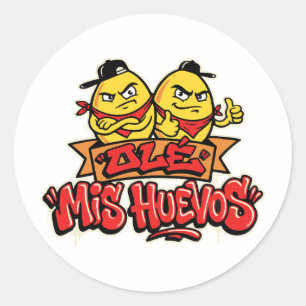 Ole mis huevos 2 runder aufkleber