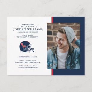 Ole Miss Football Helm   Dunkelblau Ankündigungspostkarte