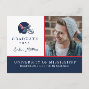 Ole Miss Football Helm   Dunkelblau Ankündigungspostkarte
