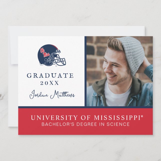 Ole Miss Football Helmet | Dunkelblau Einladung (Vorderseite)