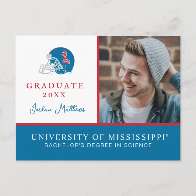 Ole Miss Football Helmet | Light Blue Ankündigungspostkarte (Vorderseite)