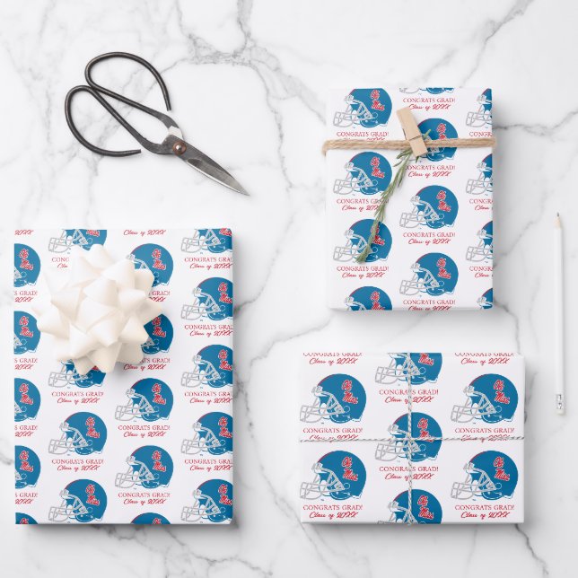 Ole Miss Football Helmet | Light Blue Geschenkpapier Set (Vorderseite)