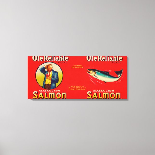 Ole Reliable Brand Lachs Label- Seattle, WA Leinwanddruck (Vorderseite)
