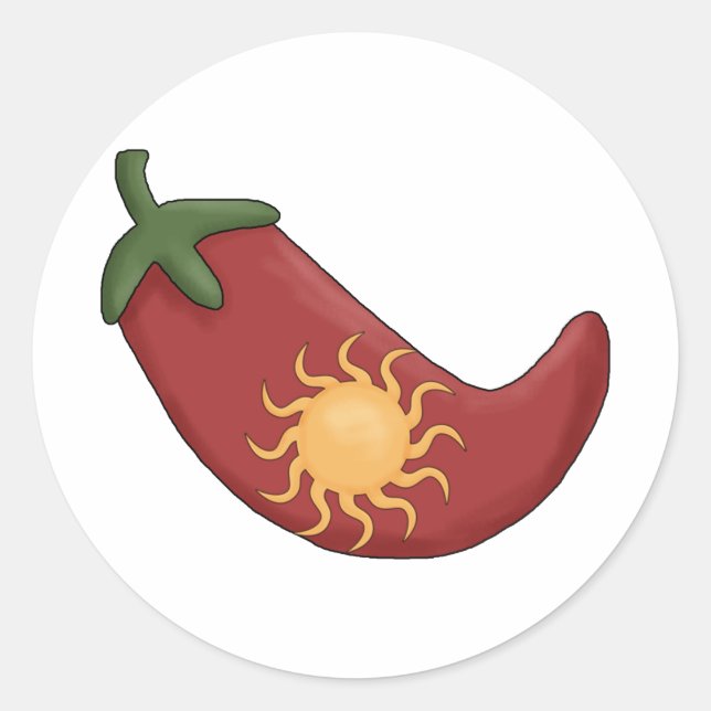 Ole! Sonnengestopfter Roter Chili Pepper Runder Aufkleber (Vorderseite)