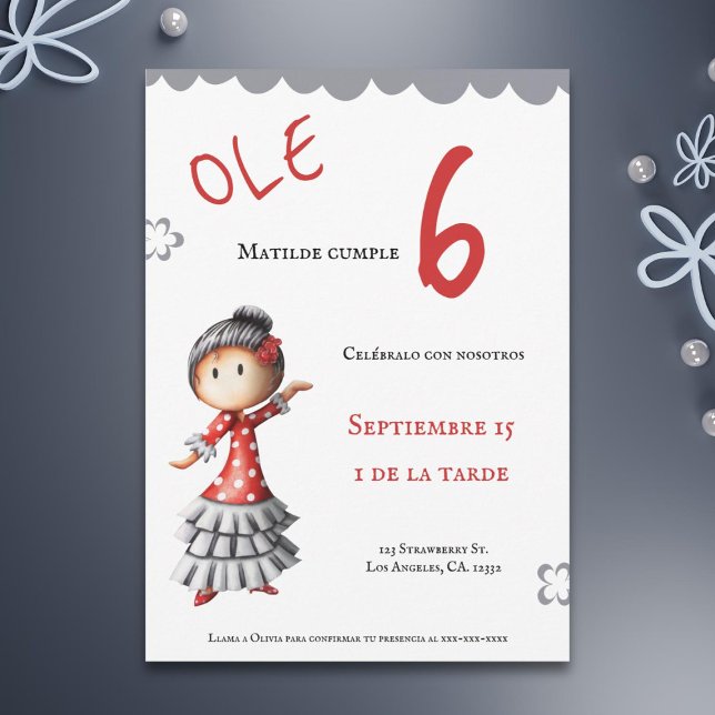 Ole Spanish Sevillana Flamenco Dancer Birthday Einladung (Von Creator hochgeladen)