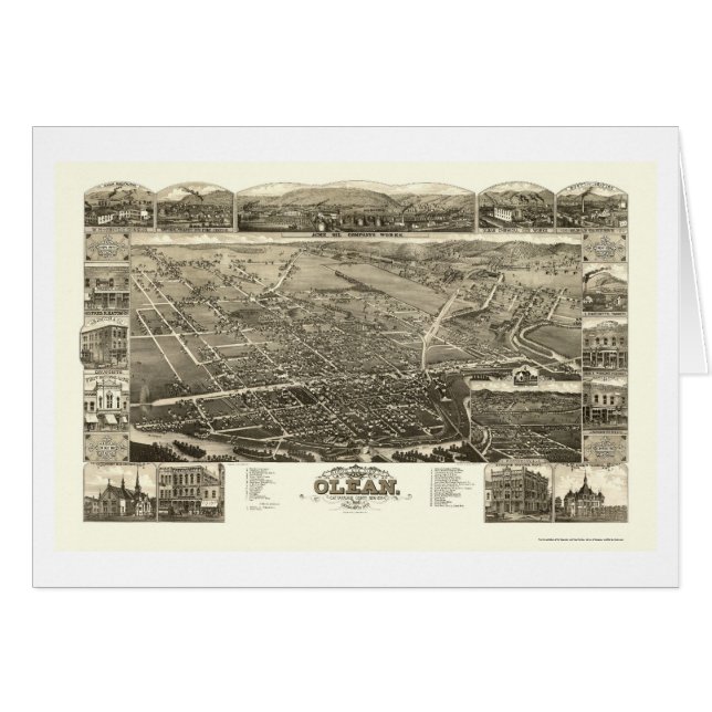 Olean, carte panoramique de NY - 1882 (Devant horizontal)