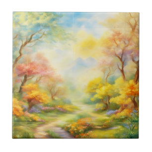 Ölfarbe eine Frühlingslandschaft 2 Fliese