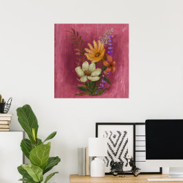 Ölfarbe Gelb und Weiß Blume Poster