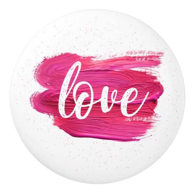 Ölfarbe Liebe zitieren rosa Gestaltung Keramikknauf (Vorderseite)