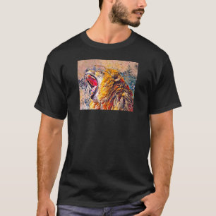 Ölfarbenfilter Löwe Portrait Löwe Roaring Männchen T-Shirt