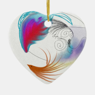 Ölfedern Keramik Ornament