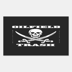 Ölfeld-Abfall, Kranfahrer, Redneck, Öl, Schädel Rechteckiger Aufkleber
