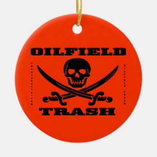 Ölfeld-Abfall, Schädel u. gekreuzte Knochen, Öl Keramik Ornament
