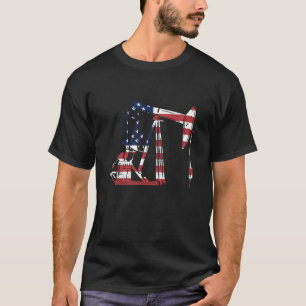 Ölfeld-Bohranlage USA Amerikanische Flagge Öl Feld T-Shirt