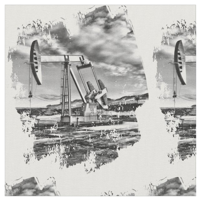 Ölfeld Pumpjack im Schwarzweiss-Spritzen Stoff (Nahaufnahme)