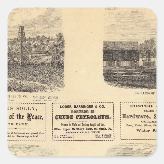 Ölfelder, Wohnsitz Quadratischer Aufkleber (Vorderseite)