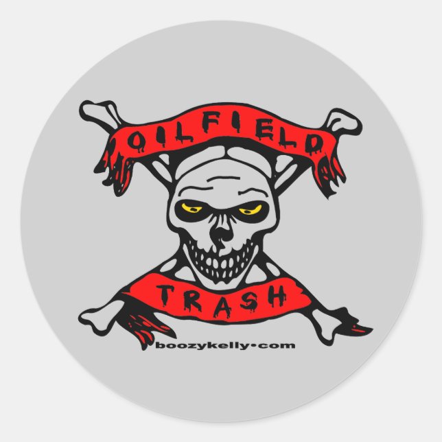 Ölfeldermüll, Aufkleber, Schädel, Piratenflagge, Ö Runder Aufkleber (Vorderseite)