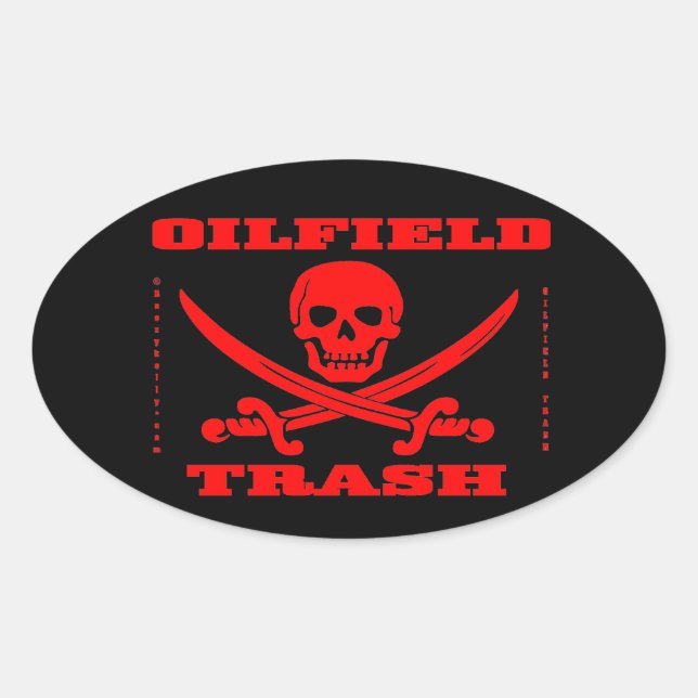 Ölfeldermüll, Schädel und Kreuzknochen, Nacken Ovaler Aufkleber (Vorderseite)