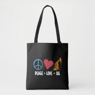 Ölfield-Mitarbeiter Peace Liebe Oil Rig Worker Tasche