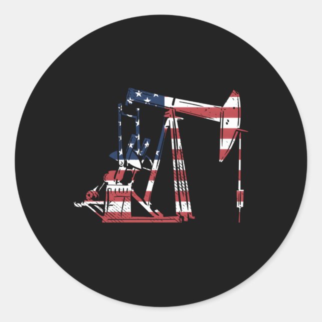 Ölfield Rig USA - Amerikanische Flag-Ölfeld-Raffin Runder Aufkleber (Vorderseite)