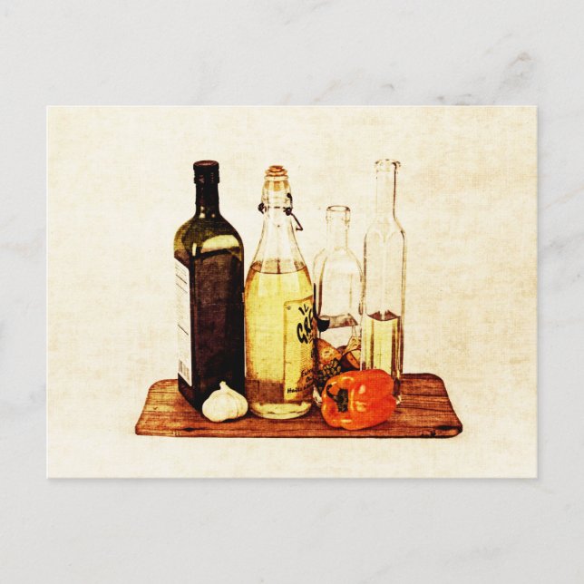 Ölflaschen und Öle aus Olivenöl Postkarte (Vorderseite)