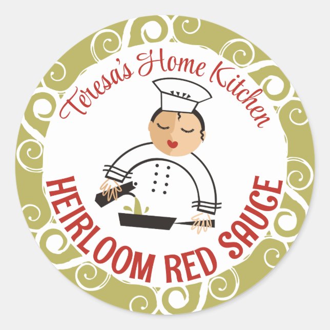 Ölfrau Koch Küche oder Geschenkartikel Runder Aufkleber (Vorderseite)