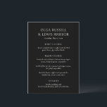 Olga Black Modern Wedding Menükarte<br><div class="desc">Moderne Hochzeitsmenüs mit einem sauberen und schlichten Design mit kühnen Schriftart.</div>