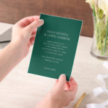 Olga Emerald Green Modern Wedding<br><div class="desc">Moderne Hochzeitseinladungen mit einem sauberen und einfachen Design mit kühnen Schriftart.</div>
