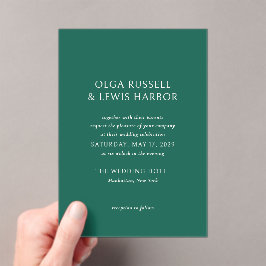 Olga Emerald Green Modern Wedding Acryleinladungen