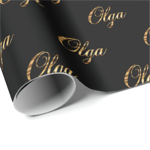 Olga gold Design Lettering Geschenkpapier