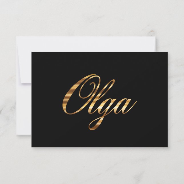 Olga gold Design Lettering Karte (Vorderseite)