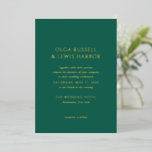 Olga Green und Gold Moderne Hochzeit Folieneinladung<br><div class="desc">Moderne Hochzeitseinladungen mit einem sauberen und einfachen Design mit kühnen Schriftart.</div>