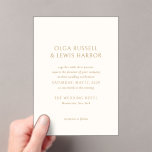 Olga Ivory und Gold Moderne Hochzeit Acryleinladungen<br><div class="desc">Moderne Hochzeitseinladungen mit einem sauberen und einfachen Design mit kühnen Schriftart.</div>