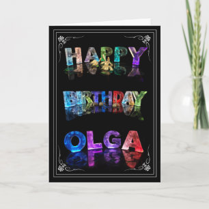 Olga - Name in Lights Grußkarte (Foto) Karte