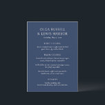 Olga Navy und Cream Modern Wedding Menükarte<br><div class="desc">Moderne Hochzeitsmenüs mit einem sauberen und schlichten Design mit kühnen Schriftart.</div>