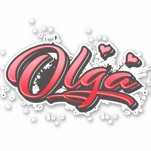 Olga red Heart Graffiti Aufkleber Sticker (Vorderseite)