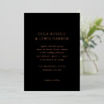 Olga Rose Gold und Black Modern Wedding Folieneinladung<br><div class="desc">Moderne Hochzeitseinladungen mit einem sauberen und einfachen Design mit kühnen Schriftart.</div>