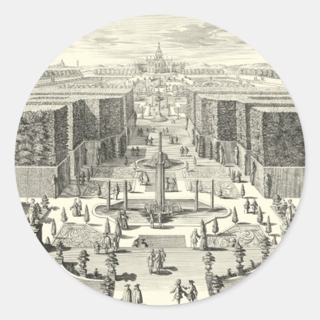 Ölgemälde am Garten von Versailles Runder Aufkleber (Vorderseite)