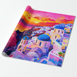 Ölgemälde auf Leinwand. Sonnenuntergang über der I Geschenkpapier